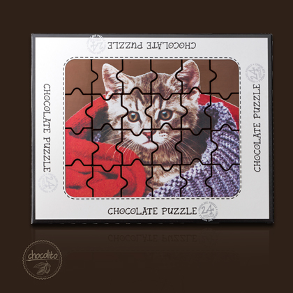 czekoladowe puzzle, puzzle z czekolady, słodycze dla dzieci, słodki prezent, kotek z czekolady, czekoladowy kotek, kot czekoladka, puzzle czekolada, czekoladki dla kobiety, czekoladki dla dzieci